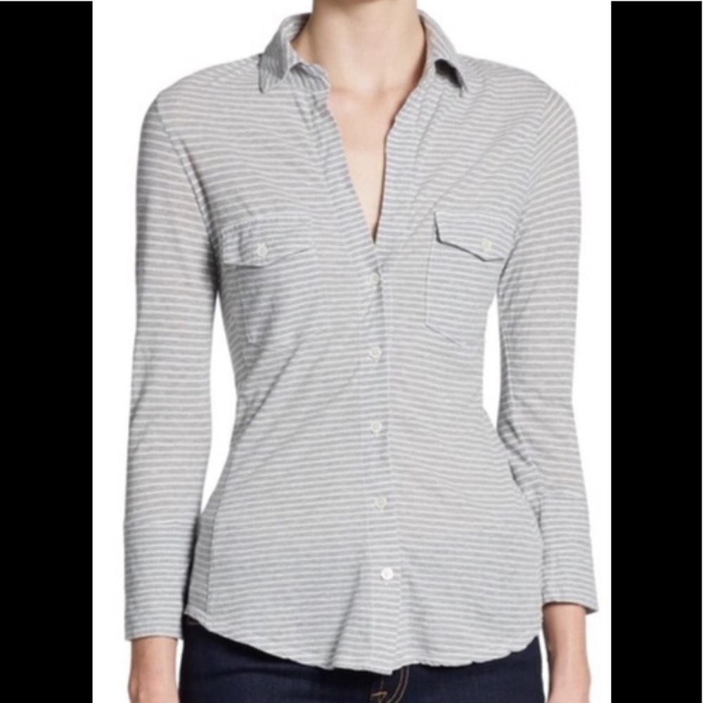James Perse 3/4 length sleeved cotton striped top